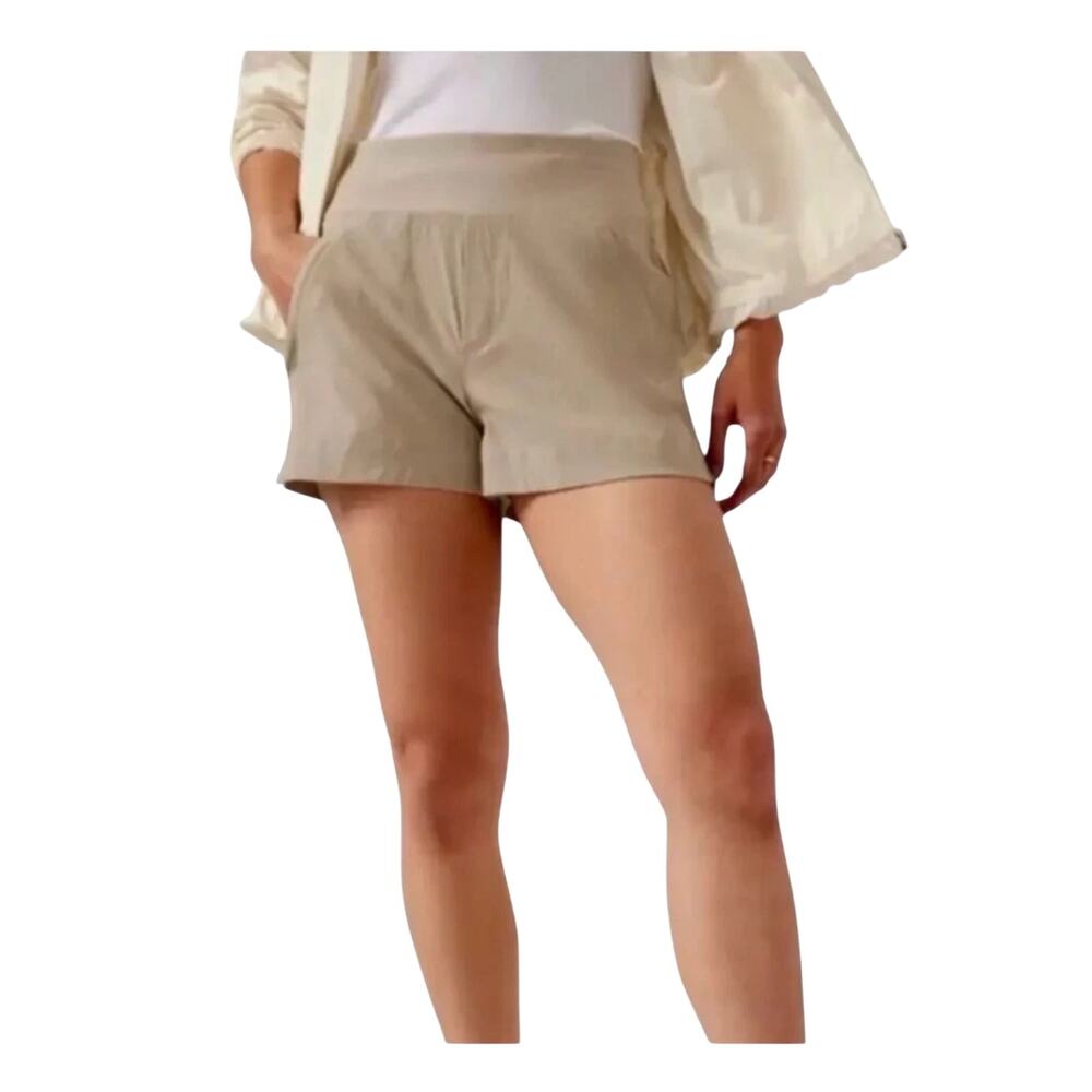 NWT Athleta Trekkie North Tan Beige Performance Wear Pull On Shorts Size 20